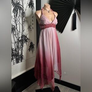Sold ❣️ Express Silk Pink Ombré Halter Dress Size 6